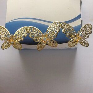 Gold Butterfly Crystal Hair Pins